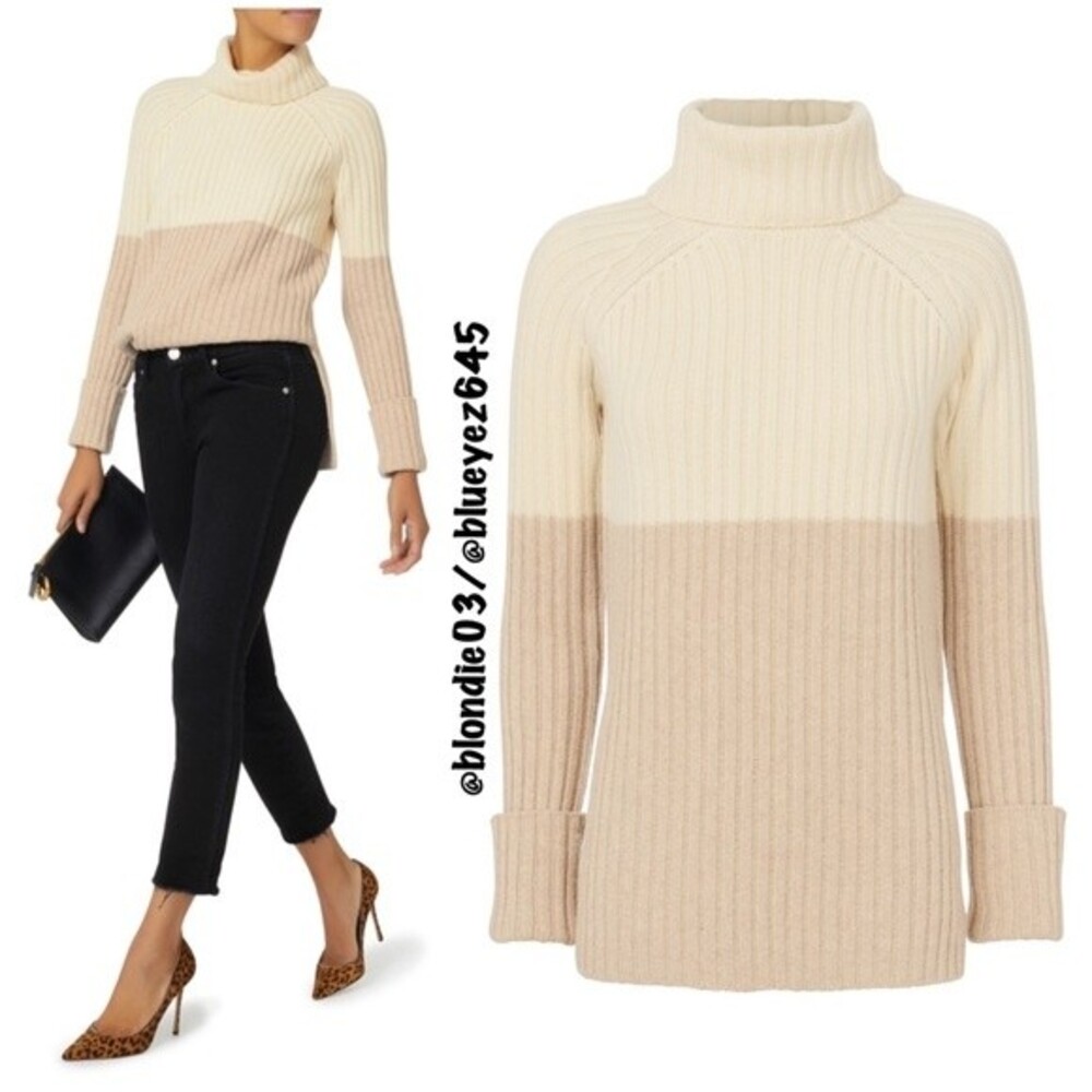 Intermix Mireya Colorblocked Turtleneck Sweater L